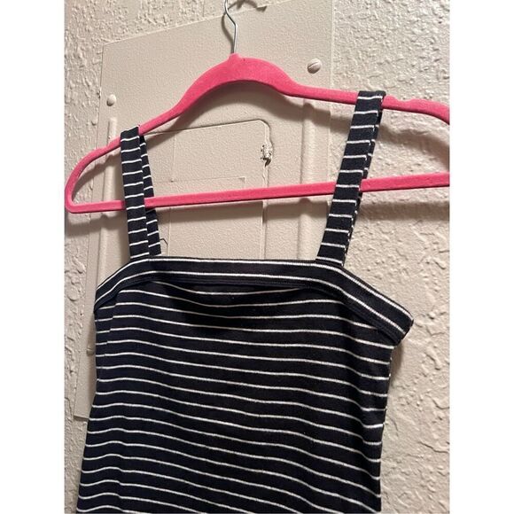 Aero Seriously Soft Square Neck Tank Black & White Striped Woman’s Size Medium - Picture 3 of 6